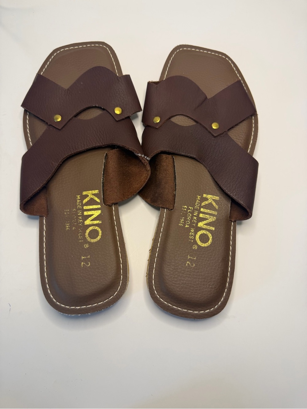 Kino Brown Leather Slide Sandals